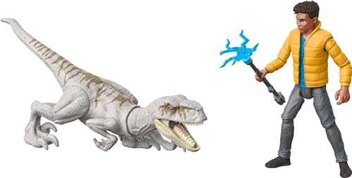 Mattel ​Jurassic World Chaos Theory Storypack, Mensch & Dinosaurier Actionfigur Encounter Pack, 9,5 cm Maßstab Darius & Atrociraptor Ghost & 2 Zubehör von Mattel