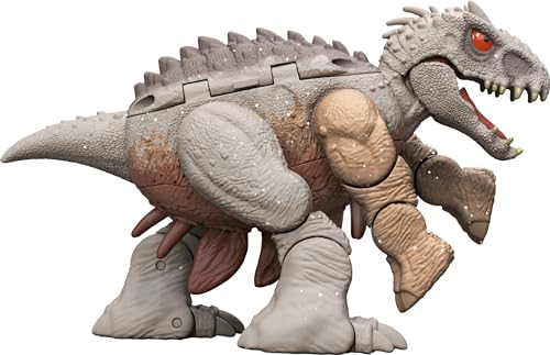 Mattel Jurassic World Fierce Changers 2-in-1 Dinosaurier-Actionfigur, Double Danger Spielzeug verwandelt sich in 11 Schritten vom Kentrosaurus in Indominus Rex von Mattel