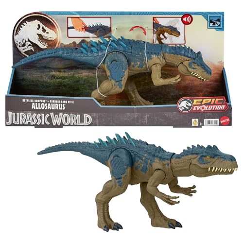 Mattel Jurassic World Ruthless Rampage Allosaurus Dinosaurier-Spielzeug, Actionfigur mit kontinuierlichen Beißangriffen, Brüllgeräuschen und per Knopf aktivierten, hochentwickelten Kampfstacheln HRX51 Mattel Jurassic World Ruthless Rampage Allosaurus Dinosaurier-Spielzeug, Actionfigur mit kontinuierlichen Beißangriffen, Brüllgeräuschen und per Knopf aktivierten, hochentwickelten Kampfstacheln HRX51 von Mattel