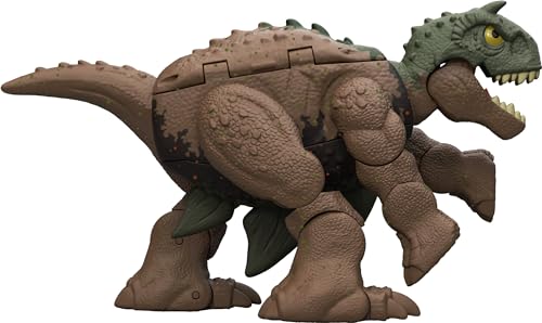 Mattel Jurassic World Fierce Changers 2-in-1 Dinosaurier-Actionfigur, Double Danger Spielzeug verwandelt sich in 11 Schritten vom Stegosaurus zum Carnotaurus von Mattel