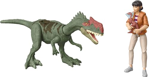 Mattel Jurassic World: Chaos Theory Storypack, Mensch & Dinosaurier Action Figure Rescue Pack, 9,5 cm Maßstab Yaz & Monolophosaurus & 2 Zubehörteile von Mattel