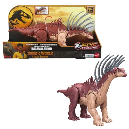 Mattel Jurassic World: Die Chaostheorie Netflix - Gigantic Trackers Bajadasaurus-Actionfigur Dinosaurier-Spielzeug mit wütendem Halsangriff, Evolution-Stacheln, peitschendem Schwanz, HTK80 von Jurassic World