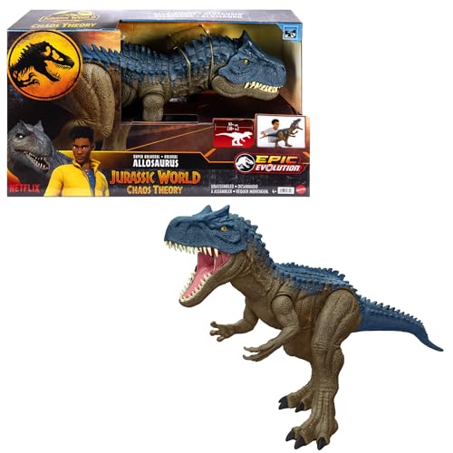 Mattel Jurassic World: Die Chaostheorie Netflix - Riesendino Allosaurus Actionfigur, extragroßer Dinosaurier, kann 20 Minifiguren verschlingen, ca. 96 cm lang, XL Action-Spielzeug, HRX53 von Mattel