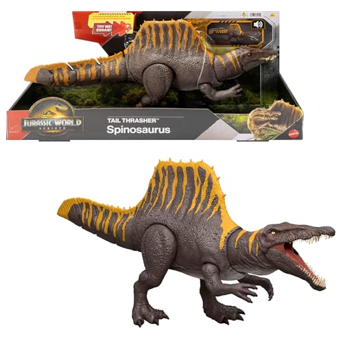 Mattel Jurassic World: Die Wiedergeburt Dinosaurierspielzeug, Tail Thrasher Spinosaurus-Actionfigur mit 2 Angriffsbewegungen, filmgetreues und bewegliches Design, digitaler Spielspaß, JGB57 Mattel Jurassic World: Die Wiedergeburt Dinosaurierspielzeug, Tail Thrasher Spinosaurus-Actionfigur mit 2 Angriffsbewegungen, filmgetreues und bewegliches Design, digitaler Spielspaß, JGB57 von Mattel