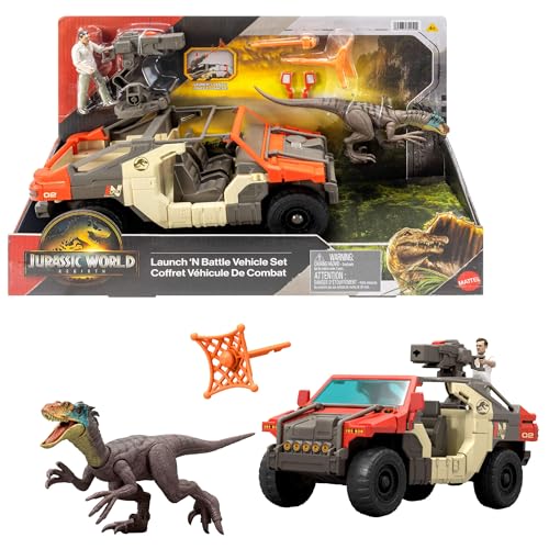 Mattel Jurassic World: Die Wiedergeburt Fahrzeug mit 1 menschlichen Figur und 1 Dinosaurier-Figur, Launch ‘N Battle-Truck, Martin Krebs Figur und Dinosaurier, Geschütz und 2 Projektile, JGB59 Mattel Jurassic World: Die Wiedergeburt Fahrzeug mit 1 menschlichen Figur und 1 Dinosaurier-Figur, Launch ‘N Battle-Truck, Martin Krebs Figur und Dinosaurier, Geschütz und 2 Projektile, JGB59 von Mattel