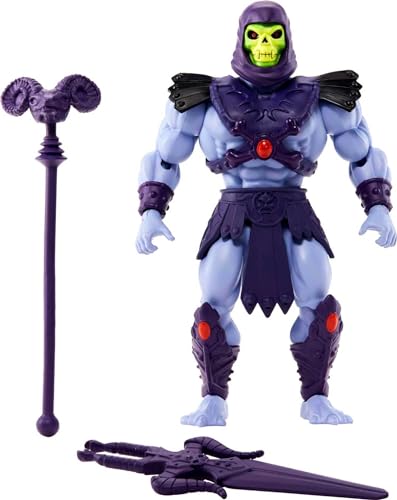 Masters of the Universe Origins Spielzeug, Skelettschurken Actionfigur, Motu bewegliches Spielzeug mit Kampfzubehör und Mini-Comicbuch von Masters of the Universe