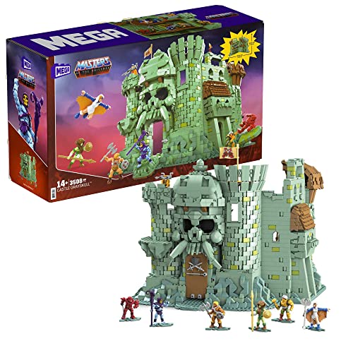 Mega Masters of the Universe - Castle Grayskull Bauset mit 3.508 Teilen und 6 beweglichen Mikro Aktionfiguren, Motu, Spielzeug ab 14 Jahre, GGJ67 von MEGA