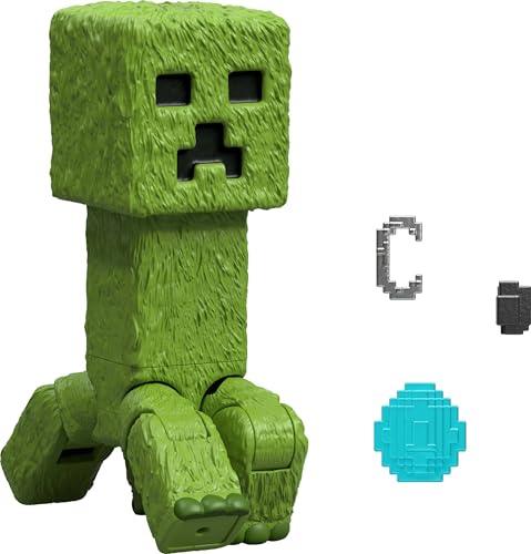 Mattel Minecraft Actionfigur- und Zubehörset, 10 cm große, bewegliche Sammelfigur Creeper, inspiriert von Ein Minecraft Film, JFR58 von Mattel