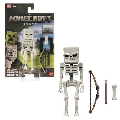 Mattel Minecraft Actionfigur- und Zubehörset, 10 cm große, bewegliche Sammelfigur Skelett, inspiriert von EIN Minecraft Film, JFR60 von Mattel