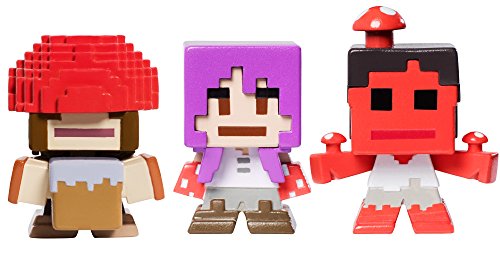 Mattel Minecraft Biome Settlers Series Minifigur Mooshroom, 3er-Pack von Mattel