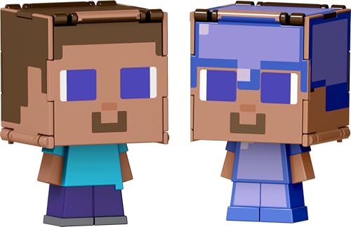 Mattel Minecraft Flippin' Figs Figuren mit 2-in-1 Fidget Play, 9,5 cm großes Spielzeug mit großem Kopf & Pixel-Design (Figuren können variieren) von Mattel