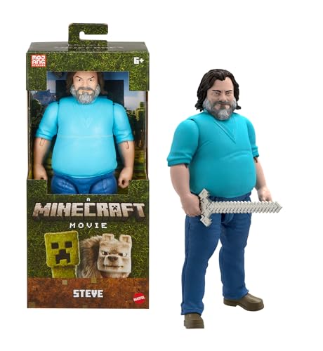 Mattel Minecraft Große Actionfiguren, 30 cm große, bewegliche Steve-Sammelfigur, inspiriert von Ein Minecraft Film, JGG67 von Mattel