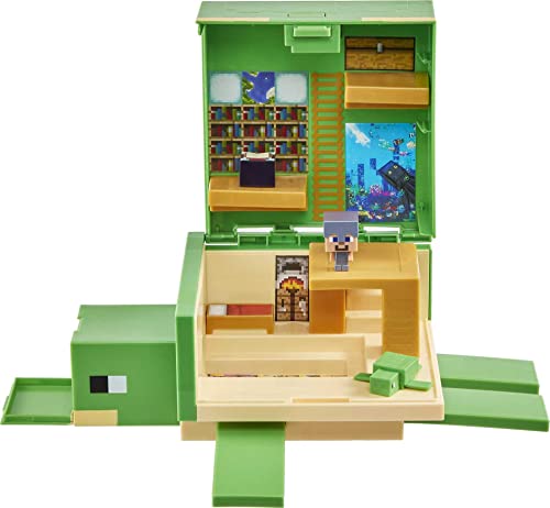 Mattel Minecraft HDW14 - wandelbares Schildkröten-Versteck, authentisch verpixeltes Videospiel-Rollenspiel, elektronisch, Action-Spielzeug, Geschenk für Kinder ab 6 Jahren von Mattel