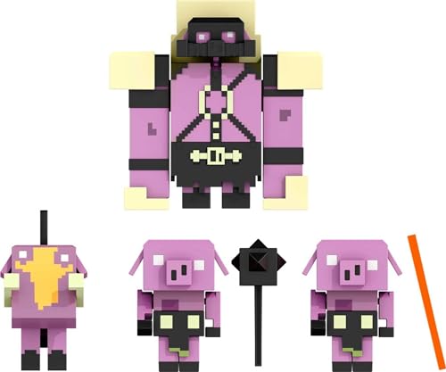 Mattel Minecraft Legends Nether Invasion Pack, Set mit 4 Actionfiguren mit Angriffs-Action und Zubehör von Mattel