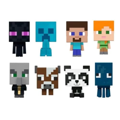 Mattel Minecraft Mob Head Minis 2022 Komplettset mit 8 Mikrofiguren aus HHP58-956B Release, Mehrfarbig von Mattel