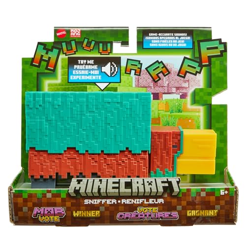 Mattel Minecraft Schnüffler-Actionfigur, Sammelfigur, ca. 8 cm groß, mit Geräuschen wie im Spiel und pixeligem Design, HXM85 von Mattel