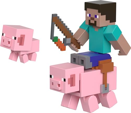 Mattel Minecraft Spielzeug, 8,3 cm Actionfigur, 2 Packungen, 2 Figuren und 2 Zubehörteile, Sammlerstück-Geschenke für Kinder von Mattel