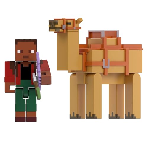 Mattel Minecraft Spielzeuge, ca. 8 cm große Actionfigur im 2er-Pack, 2 Figuren und 2 Zubehörteile, Geschenk zum Sammeln für Kinder, HTL92 von Mattel