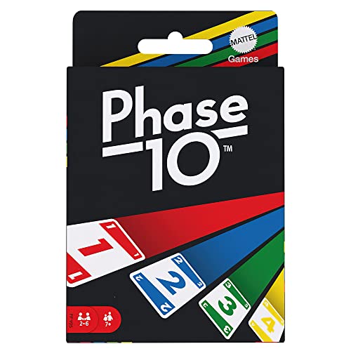 Mattel Games Phase 10 Kartenspiel für die Familie, Deutsche Version, von den UNO-Machern, Rommé-ähnlich, Perfekt als Kinderspiel, Reisespiel oder Spiel für Erwachsene, für 2-6 Spieler, FPW38 von Mattel Games