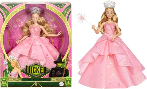 Mattel Universal Wicked Deluxe Glinda Fashion Doll & Accessories Including Crown & Scepter, Movie-Inspired Look with Posability von Mattel