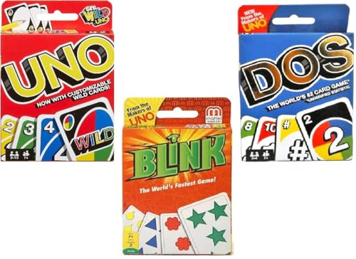 Mattel Uno, Dos und Blink Kartenspiel, Combo Pack mit 3 Stück von Mattel