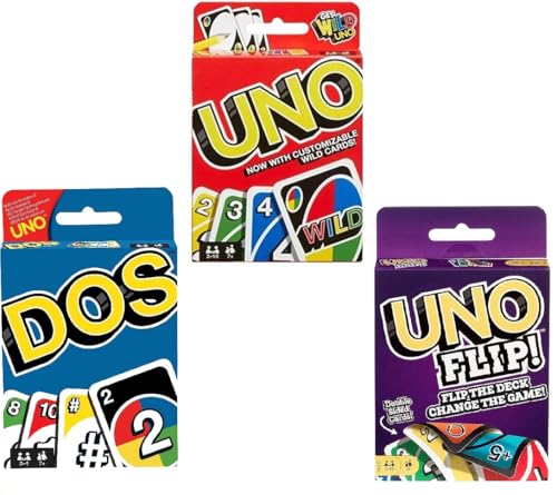 Mattel Uno, Flip and Dos 3er Pack Combo Kartenspiel von Mattel