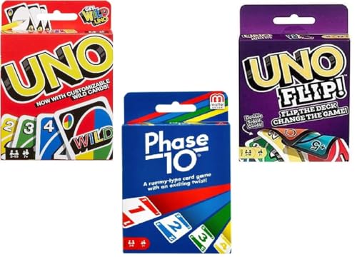 Mattel Uno, Flip und Phase 10 Kartenspiel, Combo Pack of 3 von Mattel