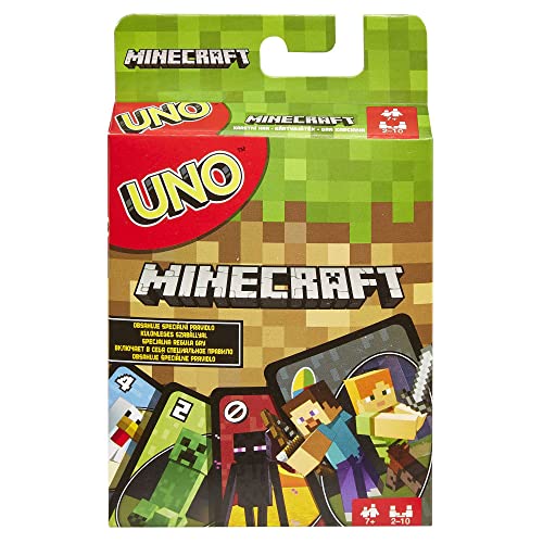 Mattel Games UNO Minecraft Edition - Kartenspiel mit Charakteren aus Minecraft und einer besonderen Creeper-Karte, für die ganze Familie und Fans von Minecraft ab 7 Jahren, FPD61 von Mattel Games