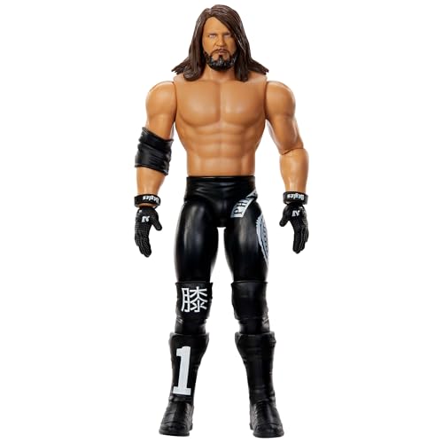 Mattel WWE AJ Styles Actionfigur, Hauptkampf-Serie #154, ca. 15 cm große Sammelfigur mit 10 Bewegungspunkten und lebensechtem Aussehen, JCV43 von Mattel