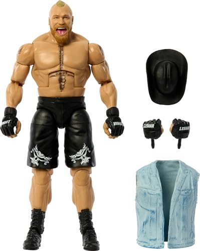 Mattel WWE Elite Actionfigur & Zubehör, 15,2 cm großes Sammlerstück Brock Lesnar mit 25 Artikulationspunkten, lebensechter Look & austauschbaren Händen von Mattel