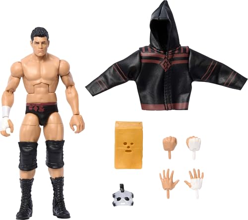 Mattel WWE Elite Actionfigur und Zubehör, Greatest Hits 2025, ca. 15 cm große Sammelfigur Cody Rhodes The American Nightmare“ mit 25 Bewegungspunkten und austauschbaren Händen, JCH82 von Mattel