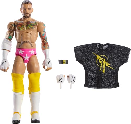 Mattel WWE Elite Actionfigur und Zubehör, Serie #113, ca. 15 cm große Sammelfigur CM Punk mit 25 Bewegungspunkten und austauschbaren Händen, JCH87 von Mattel