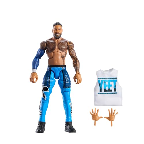 Mattel WWE Elite Actionfigur und Zubehör, Serie #114, ca. 15 cm große Sammelfigur Jey Uso mit 25 Bewegungspunkten und austauschbaren Händen, JCH93 von Mattel