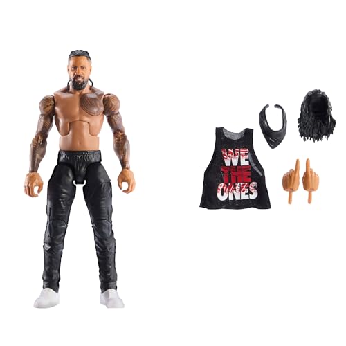 Mattel WWE Elite Actionfigur und Zubehör, Serie #114, ca. 15 cm große Sammelfigur Jimmy Uso mit 25 Bewegungspunkten und austauschbaren Händen, JCH94 von Mattel