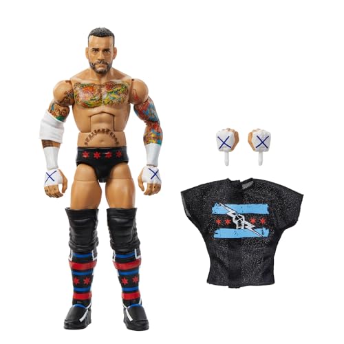 Mattel WWE Elite Actionfigur und Zubehör, Serie #115, ca. 15 cm große Sammelfigur CM Punk mit 25 Bewegungspunkten und austauschbaren Händen, JCH99 von Mattel