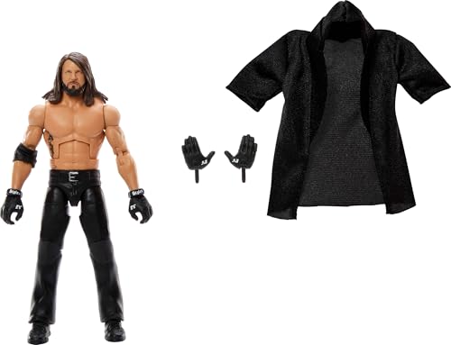 Mattel WWE Elite Actionfigur und Zubehör, Serie #116, ca. 15 cm große Sammelfigur AJ Styles mit 25 Bewegungspunkten und austauschbaren Händen, JCJ05 von Mattel