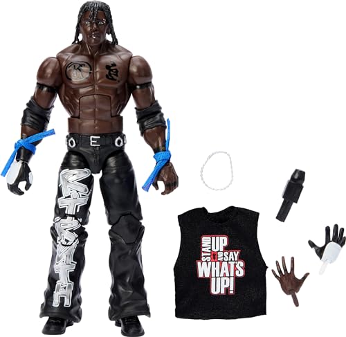 Mattel WWE Elite-Actionfigur und Zubehörteile, ca. 15 cm große R-Truth-Sammelfigur mit 25 Bewegungspunkten, lebensechtem Aussehen und austauschbaren Händen HTX28 von Mattel