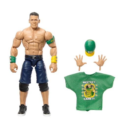 Mattel WWE Top Picks Elite Actionfigur- und Zubehörset, ca. 15 cm große John Cena Sammelfigur mit austauschbaren Händen, Ringausrüstung und 25 Bewegungspunkten HTX73 von Mattel