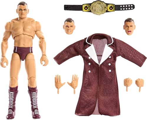 Mattel WWE Ultimate Edition Actionfigur & Zubehör, 15,2 cm großes Gunther-Sammelset, austauschbare Köpfe und Hände, Eingangsausrüstung & 30 Gelenkpunkte ​ von Mattel