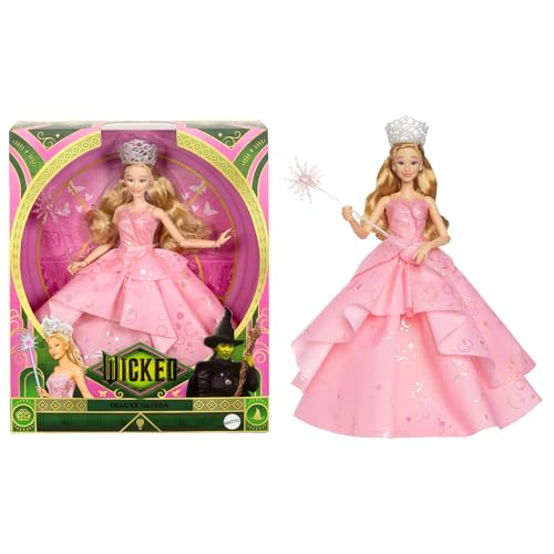 Mattel Wicked Glinda Deluxe-Modepuppe und Accessoires, einschließlich Krone und Zepter, vom Film inspirierter Look, verschiedene Posen möglich, HXY37 von Mattel