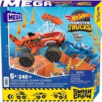 Mega Bloks - Hot Wheels Monster Trucks Tiger Shark Feuer-Rampe, inkl. 2 Autos & Zubehör von Mattel