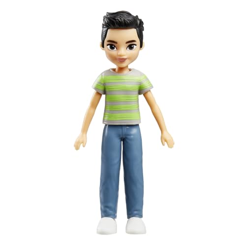 Polly Pocket HRD58 Sammlerpuppe – Polly's Friend Jake Tam mit Jeans, gestreiftem Hemd und weißen Turnschuhen – 8,9 cm groß von Mattel