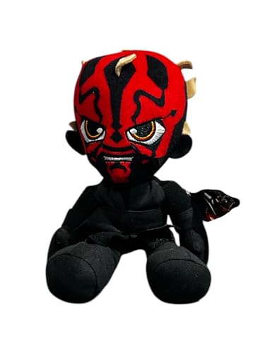 Star Wars Darth Maul Plüschtier mit heftigem Gesichtsausdruck, rot und schwarz, 25,4 cm von Mattel