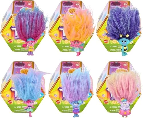 Trolls Band Together Pom Poms Keyclip Spielfigur Identifizierte Sets – Serie 2, alle 6 Stück von Mattel