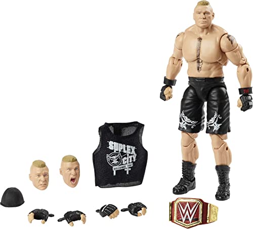 WWE Brock Lesnar Ultimate Edition Wave 4 Multipose 15,2 cm Actionfigur mit Einstiegsausrüstung, extra Köpfen und austauschbaren Händen ​ von Mattel