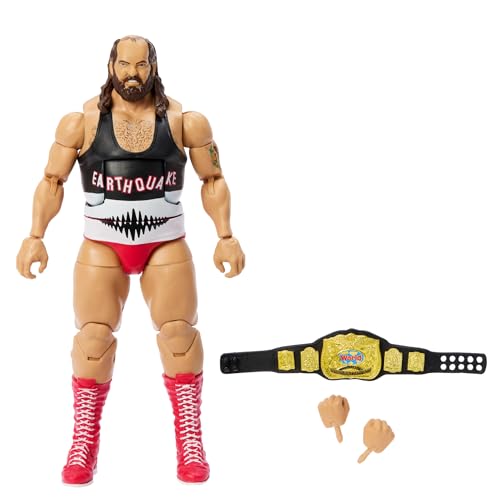 Mattel WWE Elite-Actionfigur und Zubehörteile, ca. 15 cm große Earthquake Sammelfigur mit 25 Bewegungspunkten, lebensechtem Aussehen und austauschbaren Händen HVY88 von Mattel