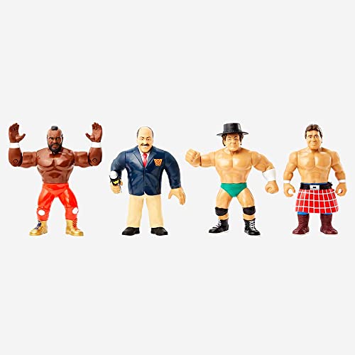 WWE Retro-Actionfigur, 4 Stück, Cowboy Bob Orton, Mean Gene Okerlund, Mr T & Rowdy Roddy Piper von Mattel