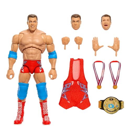 Mattel WWE Ultimate Edition-Actionfigur und Zubehörteile, Set mit ca. 15 cm großer Kurt Angle-Sammelfigur, austauschbaren Köpfen und Händen, Einzugskleidung und 30 Bewegungspunkten HVF83 von Mattel