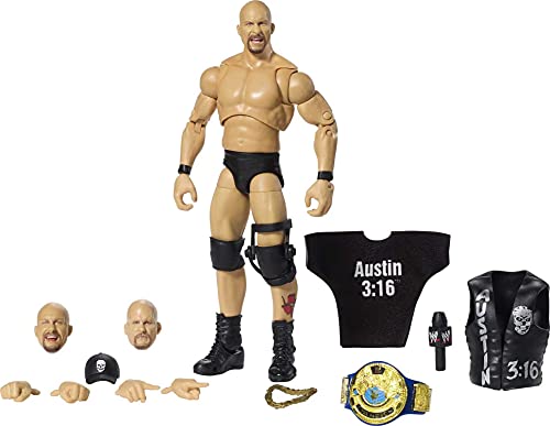 WWE Ultimate Edition Stone Cold Steve Austin Action Figure, 6-in / 15.24-cm, with Interchangeable Heads, Swappable Hands & Entrance Gear for Ages 8 Years Old & Up von Mattel