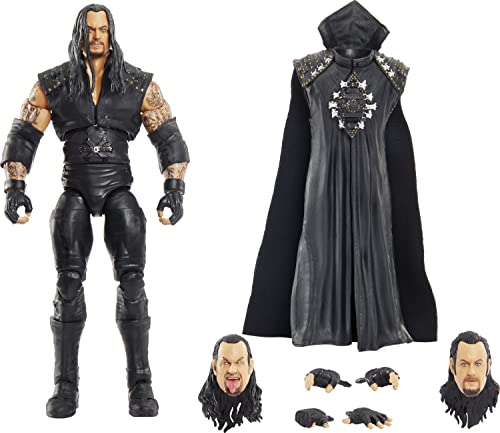 WWE Ultimate Edition Undertaker Actionfigur, 15,2 cm Sammlerstück mit extra Köpfen, austauschbaren Händen & Wrestlemania XIV Entrance Jacke für Kinder ab 8 Jahren von Mattel